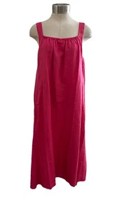 Eileen Fisher Organic Linen Calf Length Cami Dress Geranium L NWT $238 - Picture 1 of 14