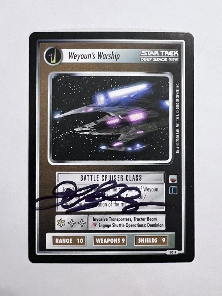 Autographed  1E Star Trek ccg Weyoun's Warship  (Jeffrey Combs) - Image 1 of 1