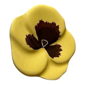 Vintage 1981 AVON Stiefmütterchen Anstecknadel Brosche glasiert gelb Porzellan Blume - Bild 1 von 8