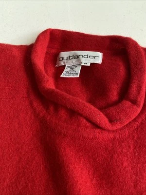 Vtg. Outlander Mock Turtleneck Sweater Medium Lambswool Angora Red Pullover - Image 1 of 4