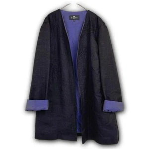 ETRO Silk 100% No-Collar Beaded Embroidered Floral Jacket Black 42 - Picture 1 of 15