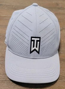 TW Tiger Woods Nike Heritage 86 Dri-Fit Gray Blue Golf Stretch Cap Hat Aerobill - Picture 1 of 5