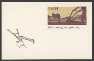 1987 US Scott# UX115 Self Scouring Steel Plow 14c Postal Card, Mint Entire - Picture 1 of 1