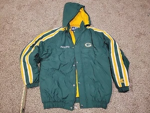 Vintage NFL Starter Green bay Packers Hooded Nfl Full Zip Jacket Mens XL - Picture 1 of 11