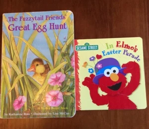 VTG Easter Board Books: Fuzzytail Friends Egg Hunt Peek-A Boo/Elmo Easter Parade - Bild 1 von 7