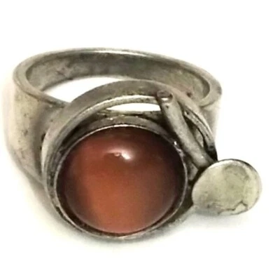 Anillo Christophe Poly Chrono Designs Modernista Plata Aluminio y Vidrio Talla 6.5 Foto 1 de 3