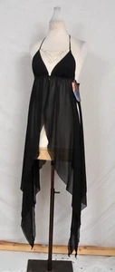  Schwarze Halskette Schmuckkleid Blütenblätter Kleid durchsichtig XL UK 14/16 - Bild 1 von 4