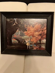 Vintage 1968 "Äpfel sammeln" Paul Detlefsen gerahmte Lithographie Kunstdruck - Bild 1 von 4