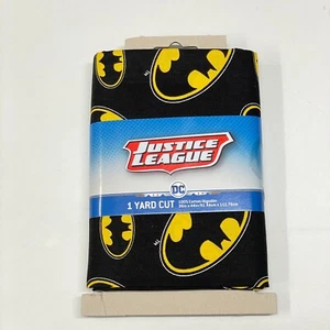 Batman Logo Justice League 1 Yard Cotton Fabric Superhero Black Yellow - Picture 1 of 4