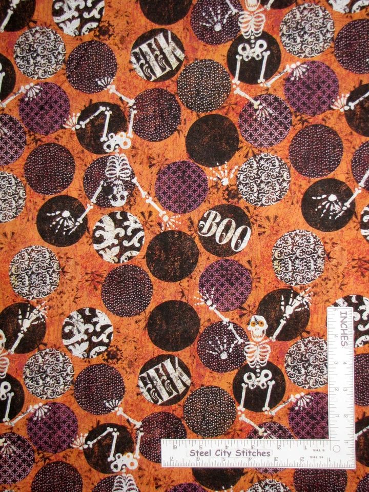 Halloween Skeleton Hand Skull Roses Creepy 1 Cotton Fabric CP69284 by The Yard