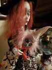2 Lulu Lancaster ooak art dolls (1 extra large) Halloween with wooden stand