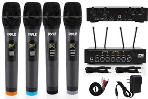 Pyle UHF Wireless Microphone System-PA Public Address Mic System/4 Wireless Mics - Picture 1 of 8