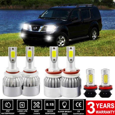 Combo faros LED + luz antiniebla 6x kit de 6 bombillas 6000 k para Nissan Pathfinder 2013-2016 Foto 1 de 4