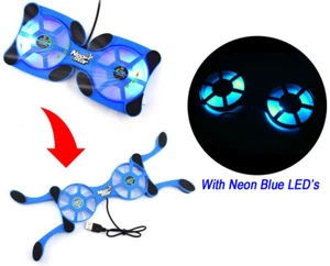 Xbox One/360/S/X PlayStation Wii - Cooling Stand/Pad Cool Blue Illuminated Fans - Picture 1 of 9