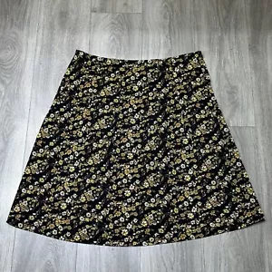 New Additions Maternity Skirt Women M Black Yellow Green Floral Seamed Flare - Picture 1 of 10