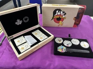 2015 Canadá $20 Looney Tunes plata fina juego de 4 monedas y relojes - caja y certificado de autenticidad - Imagen 1 de 10