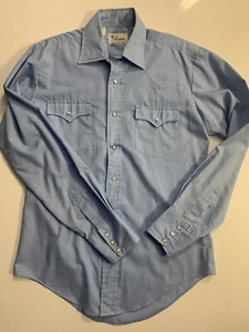 Vintage Texson Western Wear Herren blau Permanent Press Langarm Hemd Größe 15-34 - Bild 1 von 6