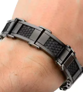 Pulsera de panal ajustable de acero inoxidable negro y bronce INOX para hombre - Imagen 1 de 3