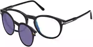 Tom Ford TF5823-H-B ECO 001 BLack Round Eyeglasses Frame 50-20-145 with clip-ons - Picture 1 of 3