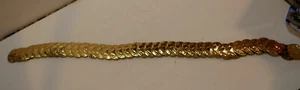 Vintage Women Belt Gold Tone Disc Stretch Metal Layered 28" Long (unstretched) - Picture 1 of 3