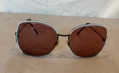 Vintage BerDel Italy Black/White Metal Framed Butterfly Sunglasses Frames GREAT - Image 1 of 4