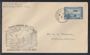 Canada FFC - 2 marzo 1939 Winnipeg, MB a North Bay, ON - Foto 1 di 1