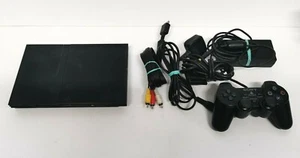 Consola Sony PlayStation 2 PS2 Slim Negra 1 Mando Todos los Cables - Imagen 1 de 2