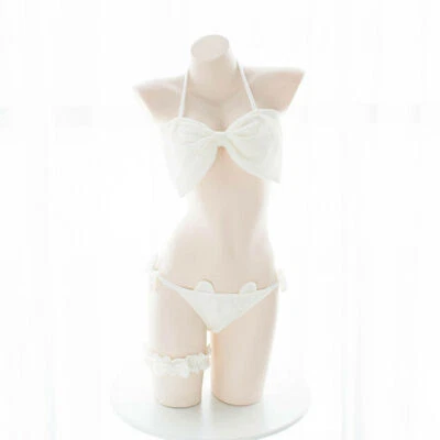 Mujeres Sexy Lencería Lindo Lolita Moño Bikini Conjunto con Máscara Babydoll Ropa de dormir Foto 1 de 4