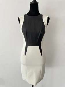 Mini Vestido Yigal Azrouel Colorblock Patrón Negro Blanco Cuero Inserto Bodycon 0 - Imagen 1 de 9