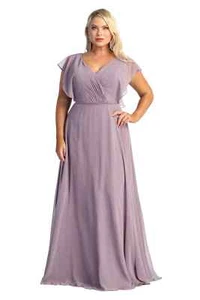 Womens Dresses For Mother Of The Bride Long V-Neck Short Sleeve Sheath Plus Size - Picture 1 of 16