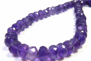 Purple Amethyst Rondelle Faceted Gemstone 7.5-8 mm Natural Beads 10 Inch LC-1598 - Picture 1 of 12