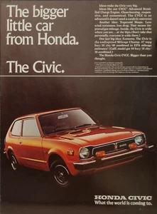 1976 Honda Car Automobile Print Ad Civic CVCC - Bild 1 von 1