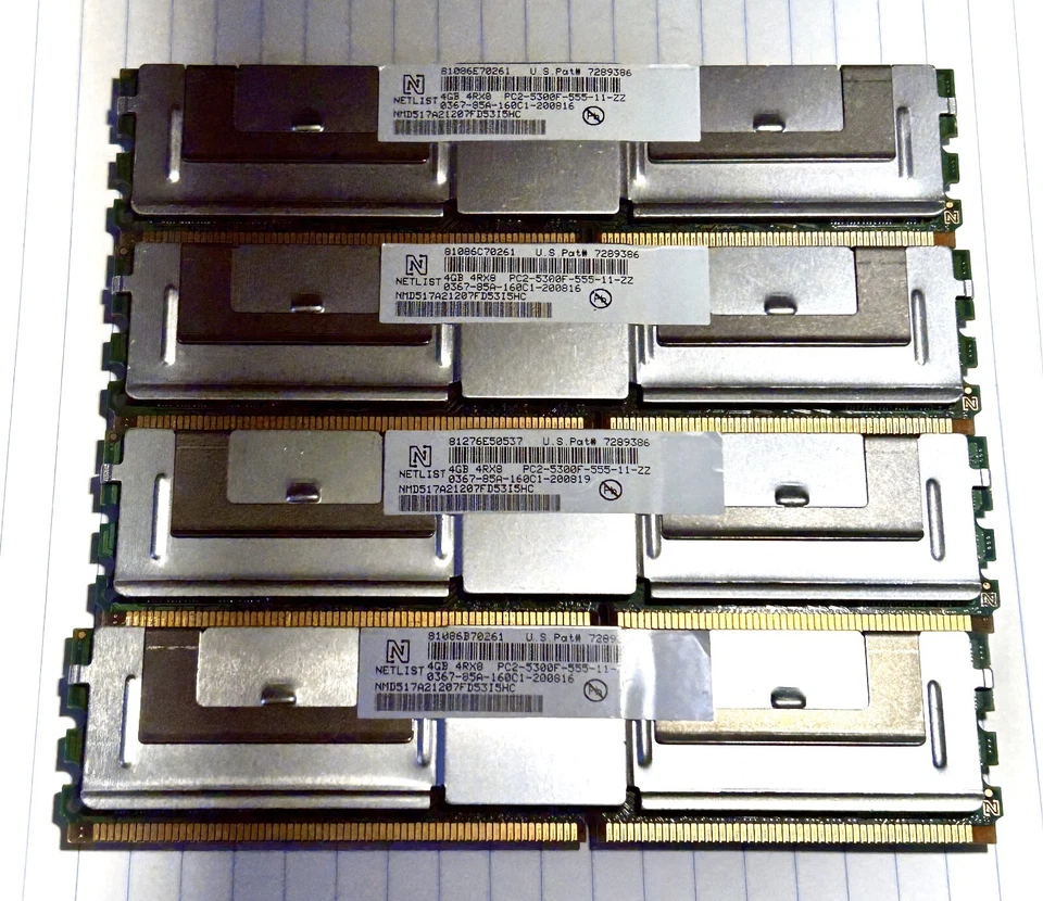 Netlist ECC 4 x 4GB ECC Server Memory NMD517A21207D53I5HC PC2-5300F-555-11-22  - Image 1 of 1