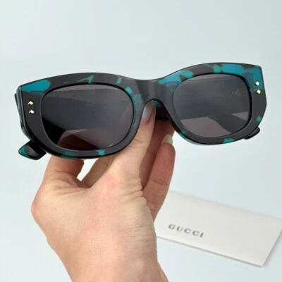 古驰男式正品太阳镜哈瓦那灰色矩形 GG1215S 001 全新 — 第 1/4 张图片