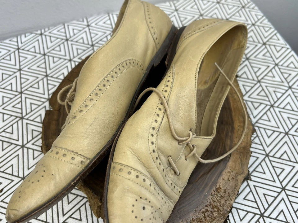 Zapatos Oxford de seda para mujer talla 9,5 cuero tostado hechos en Brasil de colección Foto 1 de 4