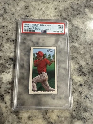 PSA 9 2010 TRISTAR OBAK MINI 31ª PROMOCIÓN NACIONAL MIKE TROUT #N28 ROOKIE RC Foto 1 de 3