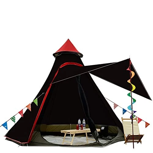 Tienda de campaña domo 12'x10'x8' para 5-6 personas 4 estaciones dobles capas impermeable negra Foto 1 de 4