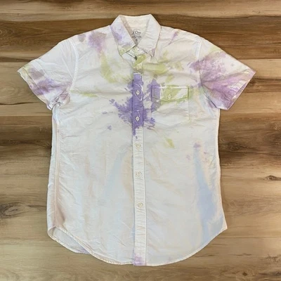 J. Crew Lightweight Oxford Cloth Shirt Mens Small Tie Dye Button Down - Image 1 of 4