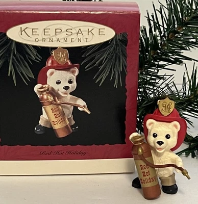 Hallmark Keepsake Ornament 1994 rojo caliente vacaciones oso polar con extintor de incendios Foto 1 de 4