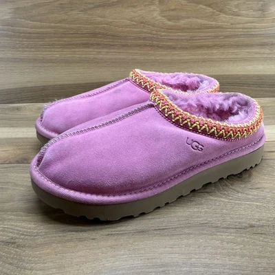 UGG Tasman Pink Suede 8 Womens Slippers Shearling Fur Lined Slip On - Image 1 of 4