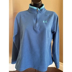 Under Armour Womens Medium Blue Quarter Zip Fleece Pullover Sweatshirt - Picture 1 of 9