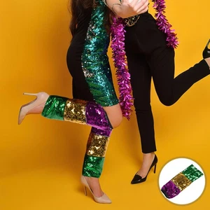 Carnival Costume Leg Sleeves Sparkling Shiny Mardi Gras Accessories - Picture 1 of 12
