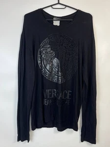 VERSACE CLASSIC LONG SLEEVE T-SHIRT MEDUSA LOGO BLACK MADE IN ITALY SIZE S - Picture 1 of 5