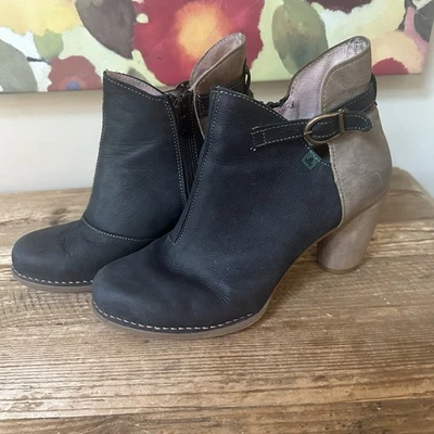 El Natura Lista Bootie Round Heel Side Zipper  Blue Taupe 40 - Image 1 of 4