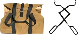Log Carrier Bag + Fireplace Tongs Set – Heavy-Duty Firewood Tools NEW - Picture 1 of 8
