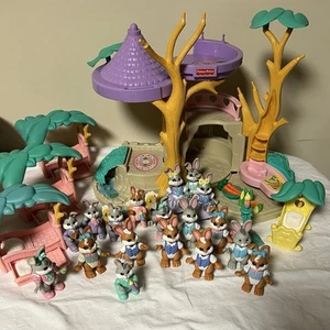 Vintage 1996 Fisher Price Hideaway Hollow Treehouse Playset +Bunny Rabbit Family - Picture 1 of 13