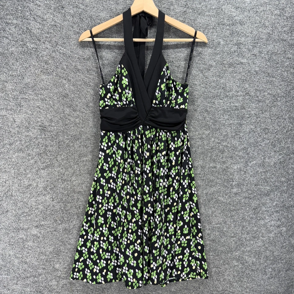 Vestido Xoxo Mujer M Mediano Negro Floal Cambio Midi Sin Mangas Halter Cuello Informal Foto 1 de 4