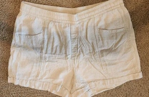 Old Navy Shorts Womens Sz M Beige/Oatmeal Linen Blend Elastic Waist Pull On - Picture 1 of 4