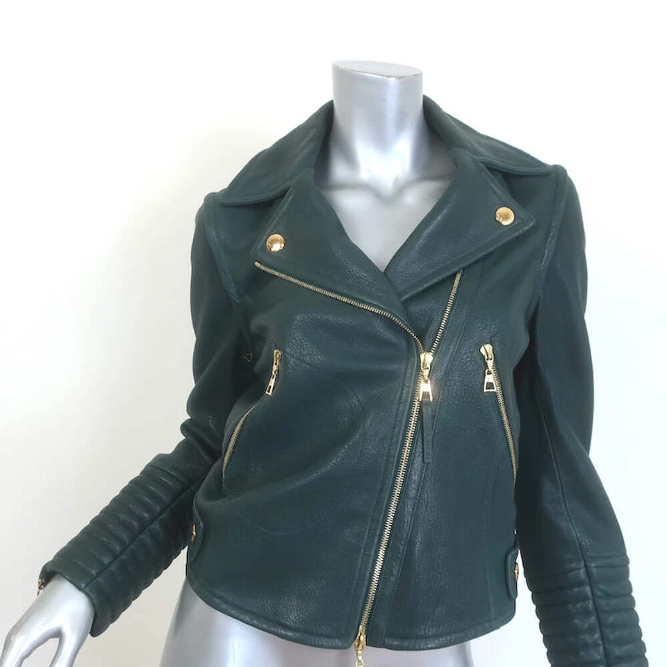 Louis Vuitton Convertible Biker Jacket Vest Emerald Leather Size 36 - Image 1 of 4