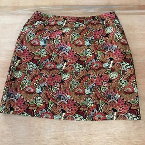 Tori Richard 100% Silk Straight Pencil Mini Skirt Women 6 Red Floral Boho - Picture 1 of 10